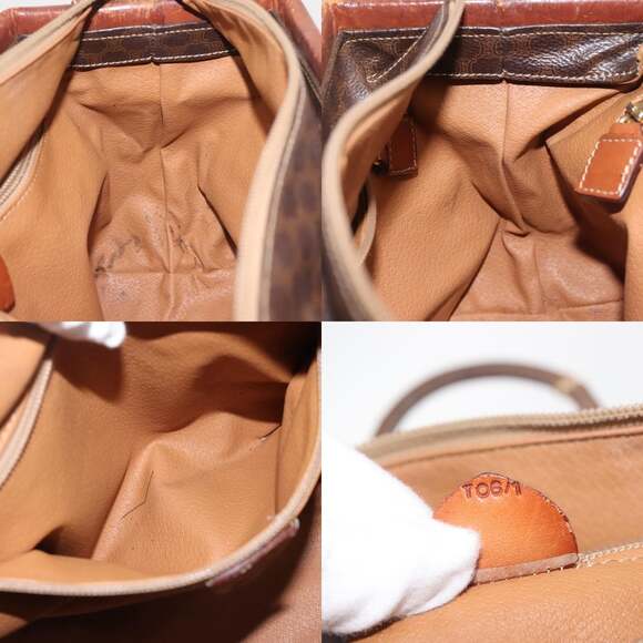 CELINE Macadam Canvas Hand Bag Pvc Leather Brown Gold - Picture 12 of 12